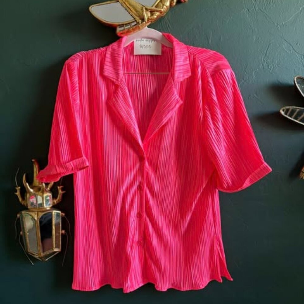 Dressed in LALA Pink Plisse Top